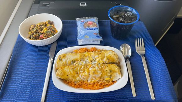 ORD > IAH. Cheese enchiladas entree.