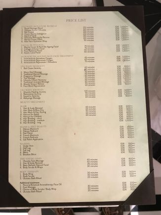 Spa price list as of today fri 29 jul 2022