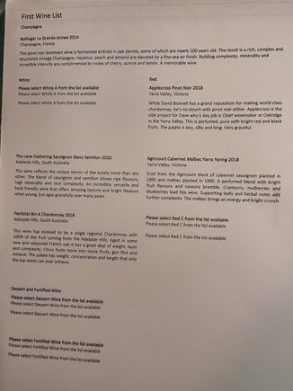QF2 wine menu