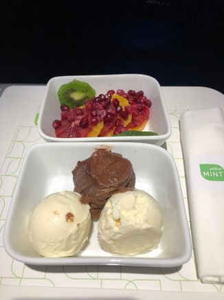 Fresh fruit and ice cream