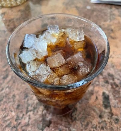 Diet Coke poured over ice from our new nugget ice maker.  Dentist approved* for people who like to chew ice! 

*I made that up