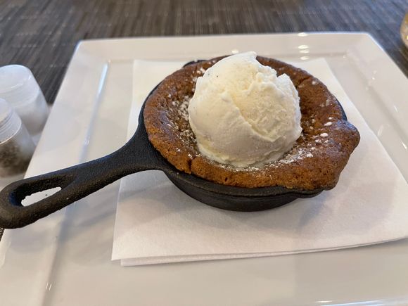 Warm Chocolate Chip skillet cookie (very rich and yummy and portion size was just perfect)