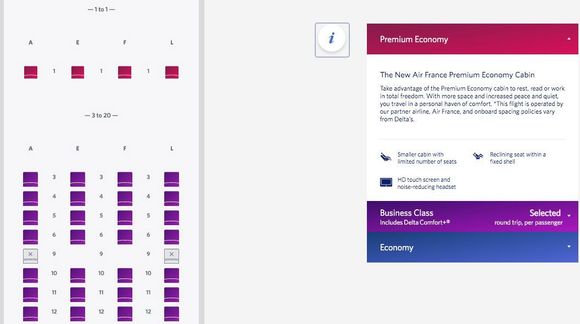 AF has 4 Premium Economy Seats in the front on this flight. There are only three classes.
