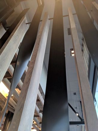 Room divider treatment evokes twisted airplane propellers