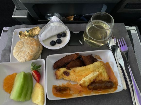 Fruit and biscuit were the best part.  Potatoes were brown tru and tru.  Eggs were rubbery.  Still got enough to eat.