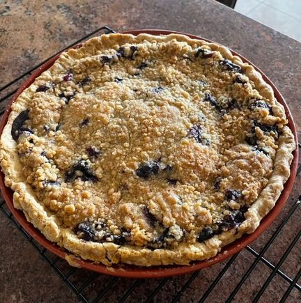 Woke up this morning with pie on my mind - this one is blueberry custard with a streusel topping. 