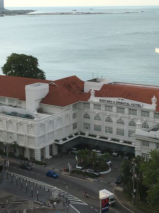 A nice view of the E&O from the rooftop bar of the Bayview hotel