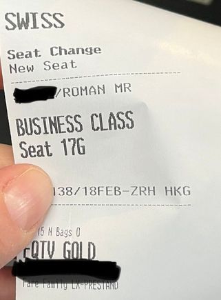 yesterday LX138 ZRH-HKG from cheap Premium Economy N class to C during boarding printed new seat. Not complaining for 11hours. Flight was overbooked at least -2 persons in PE but even more in Y.