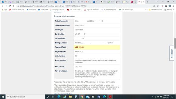 Current BA receipt