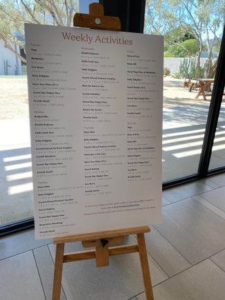 Activities calendar at the Andaz Scottsdale