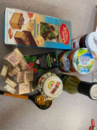 I forgot about this box of yummy Eastern European treats- the wafers are already basically gone and I will start working my way through the rest over the coming days- we were up all night at work so some of the chocolates have been distributed to my amazing colleagues 