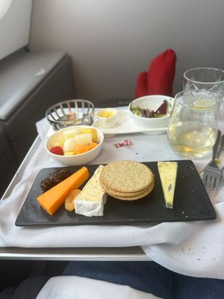 Cheese and fruit. Asked for two desserts and both received. 