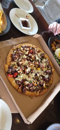 Pizza for lunch - massive amounts of toppings
