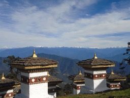 Dochu La Pass between Thimpu and Punakha where 108 stupas were built for dead soldiers