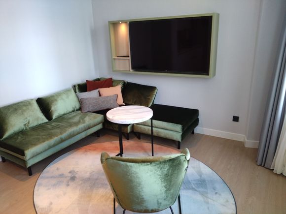 Seating area with large tv