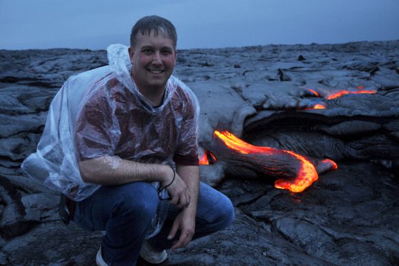 Here I am just in front of the lava flow