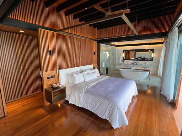 Westin Maldives Miriandhoo Resort Overwater Villa Bedroom