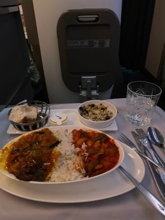 The bean stew which was nuclear hot but very nice indeed. My husband had beef of which one piece was just fat! He didn’t like it.