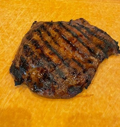 Getting ready to slice the flank steak