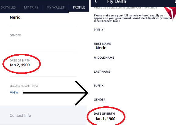 Example of date being off