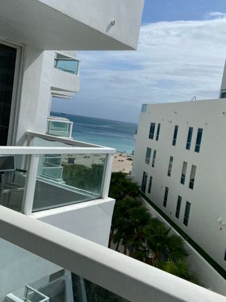 Partial ocean views from balcony.  Aka peasant ocean views. 