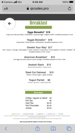 Here’s the breakfast menu