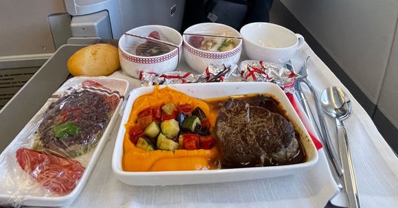 Steak , chocolate and cheese, no one could identify the starter other than “fish” 