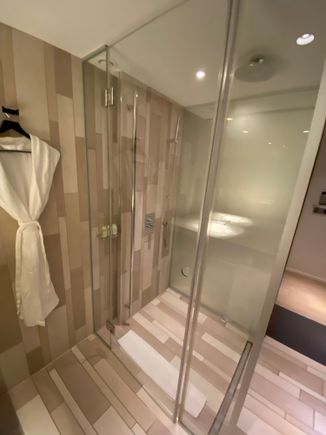 I have a better picture of the rest of the bathroom but it contains my visage due to the preponderance of mirrors.