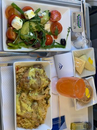 Business BLQ-ATH, I really enjoyed the Martini-passion fruit cocktail! Good chicken with chia warm salad , and service as usual high standard 