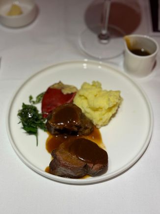 Veal cheeks with asian-touch jus. 