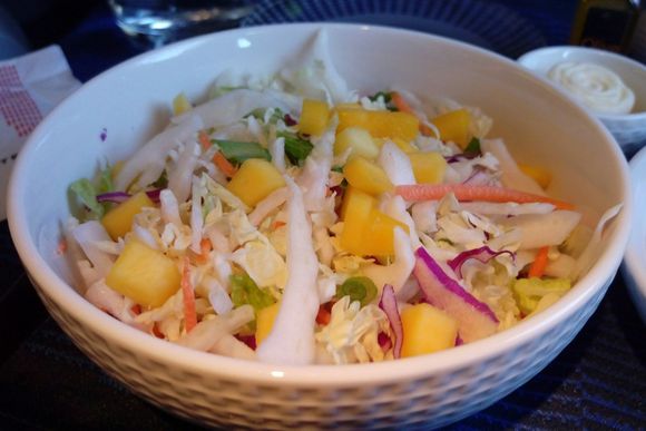 The salad is too "white" to me, not enough green leaves.