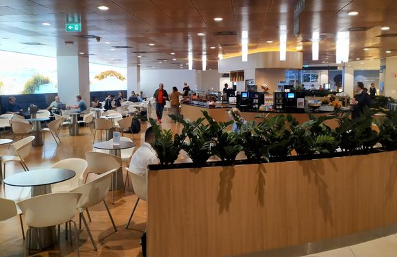 The Schengen Crown Lounge in Amsterdam is quite spacious with a large dining space 