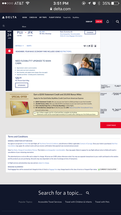 This is print screen of CC offer I receive when researching flights. 