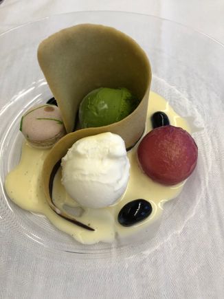 The western one was a rich Matcha ice cream offering with various other confections. This one was one of the best deserts I've had on a plane as well.