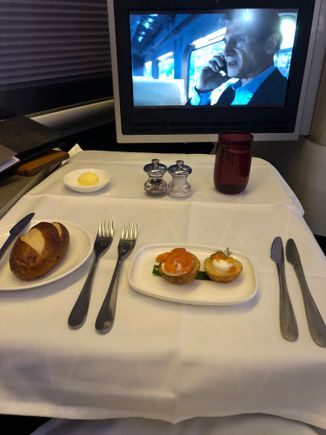 Mini baked potato Amuse-bouche; LHR-JFK First
