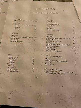 Restaurant menu.