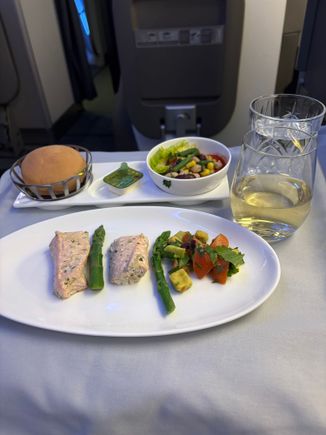 LHR/JNB yesterday. I ordered the low fat option. The starter of salmon was very nice so I had high hopes!