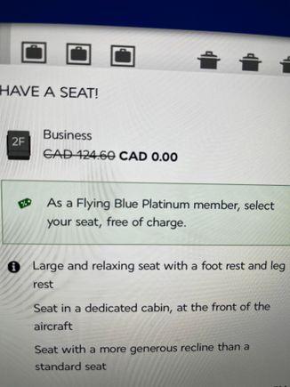 So it starts....thank goodness I have status, this is a lot of money for advanced seat selection in Canadian funds.