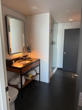 bathroom - no tub (only standing shower) but water pressure is fine