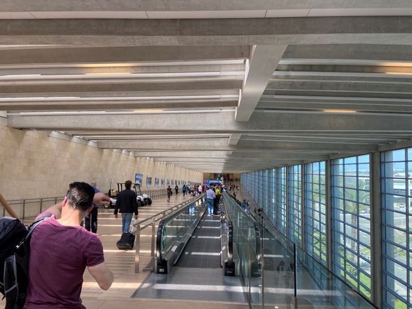Transit corridor down to the central departure hub
