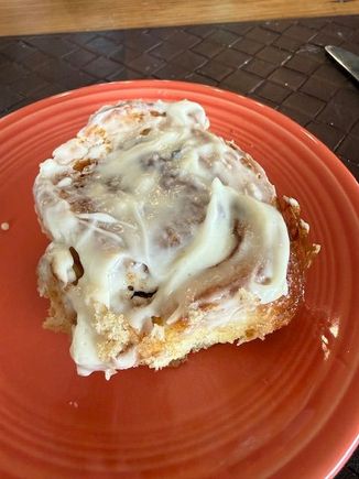 The recipe makes about twice as much frosting as needed. I said to the other half, “I only used half the frosting. I put it in the refrigerator to use for something else.”
