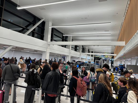 This was the PreCheck line. It was long and we waited a good 10 minutes.