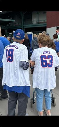 Snapped this pic of a cute older couple on the way into the Cubs game today!