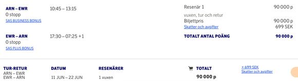 9 seats available in business class to EWR on June 11th