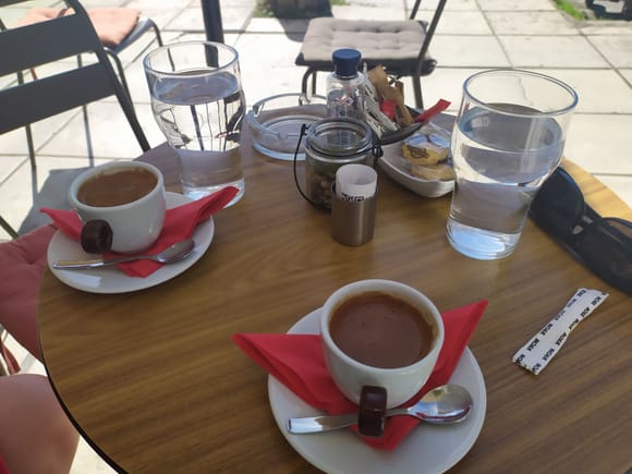Greek coffee, with the grounds sitting at the bottom of the cup