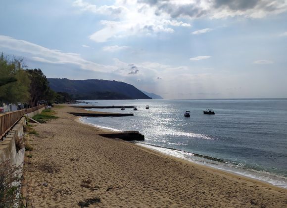 Waterfront of Ouranoupolis, looking down the Athos Peninsula
