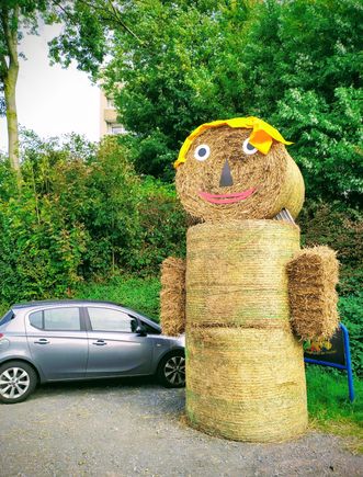Funny hay sculpture on the edge of Essen