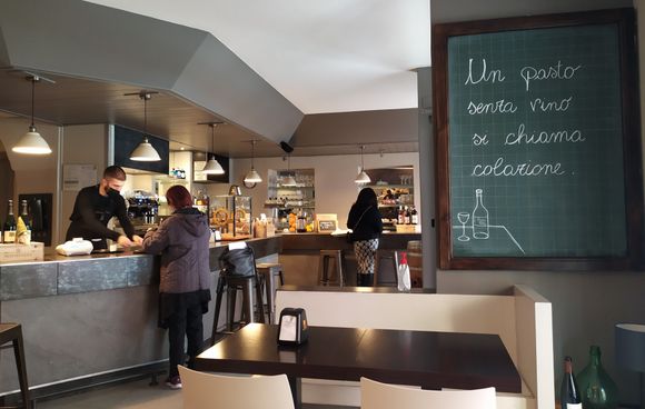 Bar Italia, a short distance from Meridiana, where "a meal without wine is called breakfast".