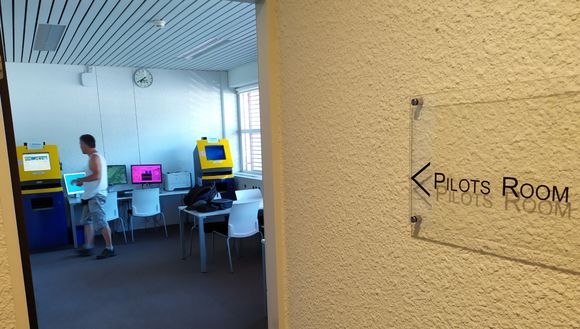 In the pilots briefing room at Sion airport 