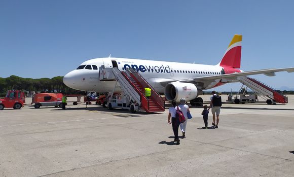 Iberia Express plane with Oneworld branding 